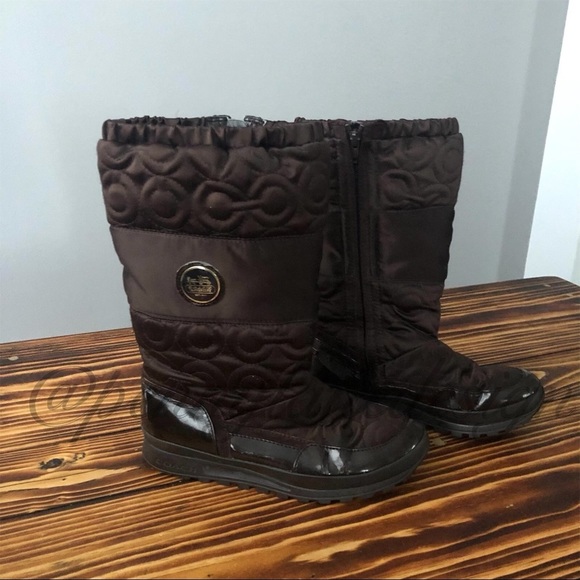 Coach Drexel Chocolate Satin Winter Boots